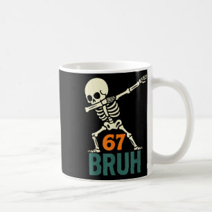 Bruh Halloween-meme nummers zes zeven skelet plezi Koffiemok