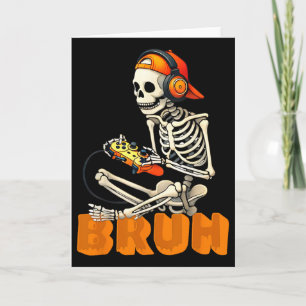 Bruh Halloween Skelet Gamer Video Games Jongens Me Kaart