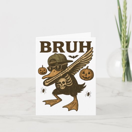 Bruh Halloween Skelet Grappig Halloween Si Kaart (Voorkant)