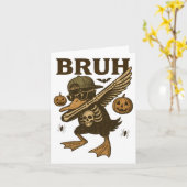 Bruh Halloween Skelet Grappig Halloween Si Kaart (Gele Bloem)