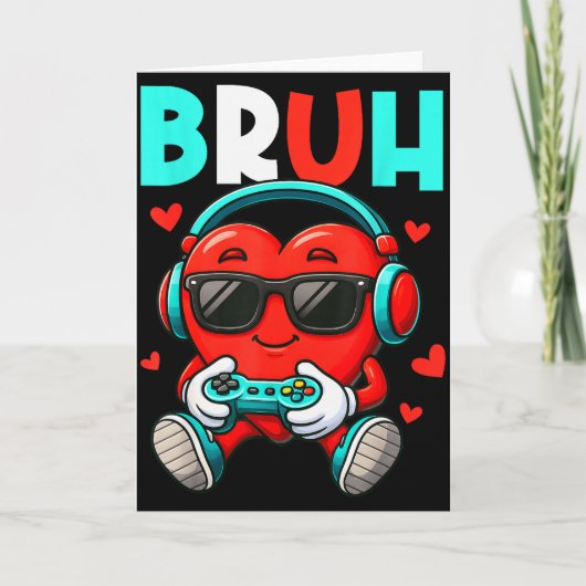 Bruh Hart Gamer Video Gaming Controller Valentijn Kaart (Voorkant)