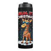 Bruh Het is kerst Giraffe Funny Dabbing Long Sle Thermosbeker (Voorkant)