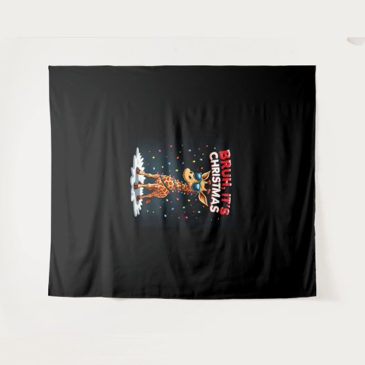 Bruh Het is kerst Giraffe Funny Dabbing Long Sle Wandkleed (Voorkant (horizontaal))