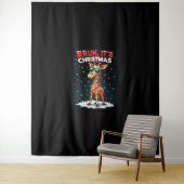 Bruh Het is kerst Giraffe Funny Dabbing Long Sle Wandkleed (In situ)