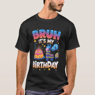 Bruh Het Is Mijn Verjaardag Lama Piñata Kinderfees T-shirt