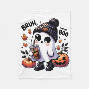 Bruh, ik bedoel Boo Funny Ghost Jack O Lantern Cof Fleece Deken