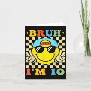 Bruh ik ben 10 jaar oud blauwe verjaardag jongens kaart