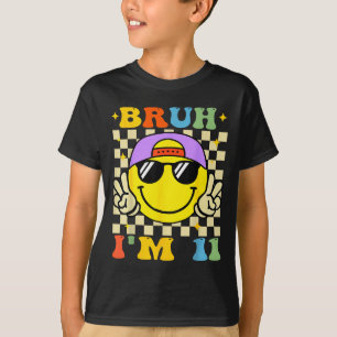 Bruh ik ben 11 jaar oud paarse verjaardag jongens t-shirt