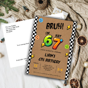 Bruh ik ben 6 niet 7 Jongens 6de verjaardag Briefkaart