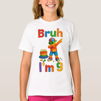 Bruh ik ben 9 Block Party – Grappige Kinderverjaar T-shirt