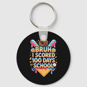Bruh ik haalde 100 dagen school honkbal ijs sleutelhanger