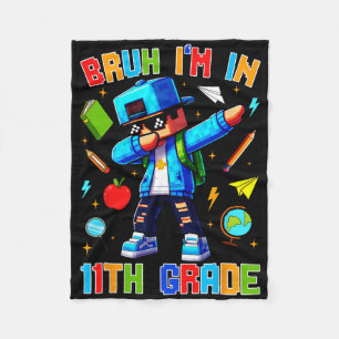 Bruh ik zit in de 11e klas Dabbing Funny Gamer Ck Fleece Deken