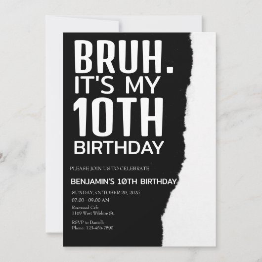 Bruh Invitation anniversaire, Bruh c'est mon anniv (Devant)