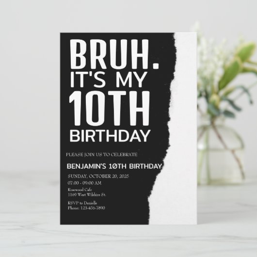 Bruh Invitation anniversaire, Bruh c'est mon anniv (Debout devant)