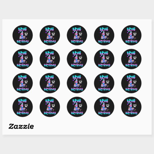 Bruh is mijn verjaardag lama matching outfit jonge ronde sticker (Vel)