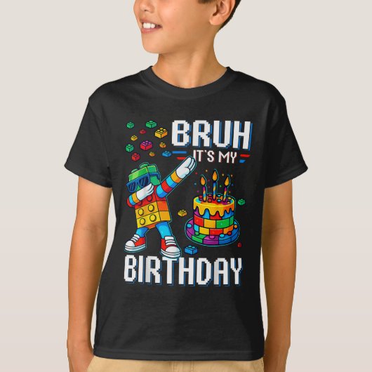 Bruh is mijn verjaardag Master Builder Dabbing Blo T-shirt (Voorkant)
