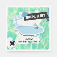 Bruh je in Zomer Zwembad Party Tiener Jongen Verja