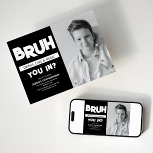 BRUH Jij erbij? Foto Verjaardag Kaart