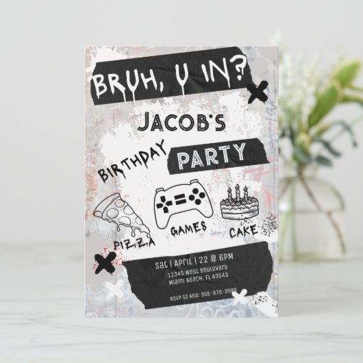 Bruh Jij In Videospel Tiener Jongen Verjaardag Kaart (Staand voorkant)