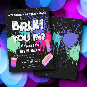 Bruh Jongens Verjaardag Neon Graffiti Tiener Hotdo Kaart