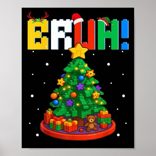 Bruh Kerstboom Master Builder Bouwstenen Poster (Voorkant)