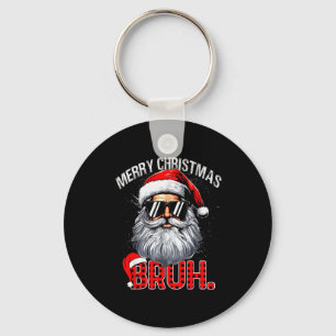 Bruh Kerstman Hoed Grappig Kerstmis Rood Geruit Ma Sleutelhanger