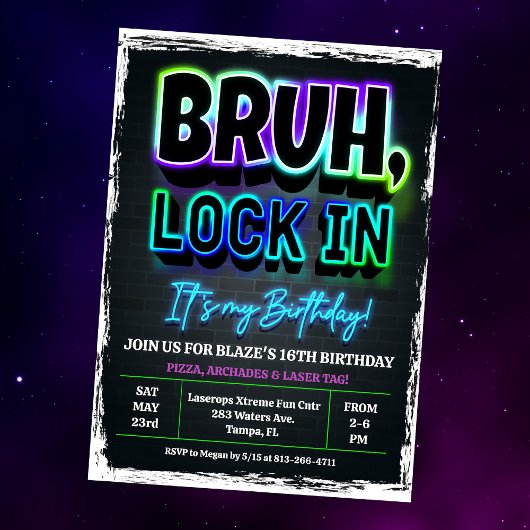 Bruh Lock In Verjaardag Kaart