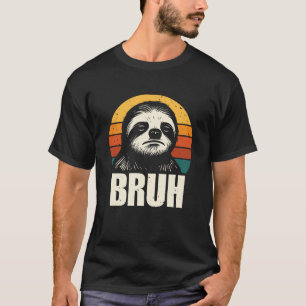 Bruh Luiaard Retro Zonsondergang Grappige Lui Vibe T-shirt