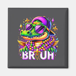 Bruh Mardi Gras Alligator Voor Kinderen Jongens He Magneet