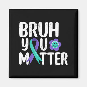 Bruh Matter Teal Paarse Lint Zelfmoordpreventie Magneet