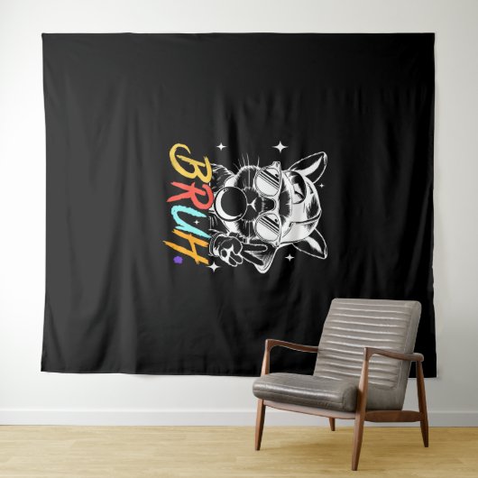 Bruh Meme Easter Cool Bunny Face Zonnebril Mannen Wandkleed (In Situ (horizontaal))