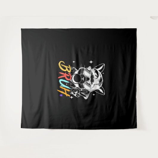 Bruh Meme Easter Cool Bunny Face Zonnebril Mannen Wandkleed (Voorkant (horizontaal))