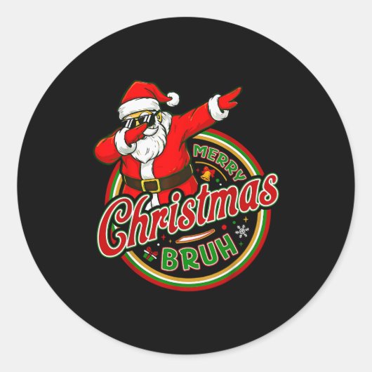 Bruh Meme Funny Saying Bro Greeting Teens Boys Men Ronde Sticker (Voorkant)