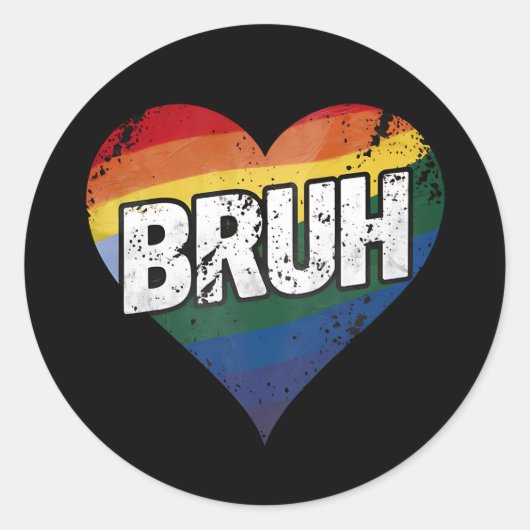 Bruh Meme Grappig Gezegde Bro Groet Gay LGBT Pride Ronde Sticker (Voorkant)