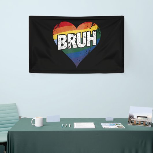 Bruh Meme Grappig Gezegde Bro Groet Gay LGBT Pride Spandoek (Beurs)