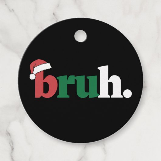 Bruh Meme Grappig Gezegde Bro Groet Kerstmis Bedankjes Labels (Voorkant)