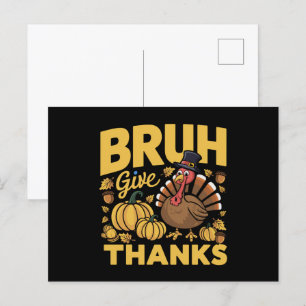 Bruh Meme Grappige Thanksgiving Kalkoen Dankbaar Briefkaart