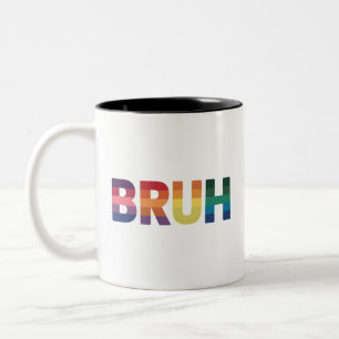 Bruh Meme Grappige Zin Bro Groet Gay LGBT Trots Tweekleurige Koffiemok