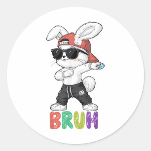 Bruh Meme Paasdag Dabbing Bunny Pasen Bruh Boy Ronde Sticker