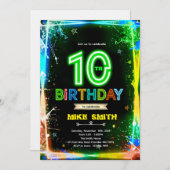 Bruh neon 10 birthday invitation (Devant / Derrière)