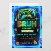 Bruh neon birthday invitation kaart (Voorkant / Achterkant)