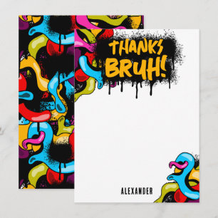 Bruh Neon Graffiti Hip Hop Straatkunst Kinderen Bedankkaart