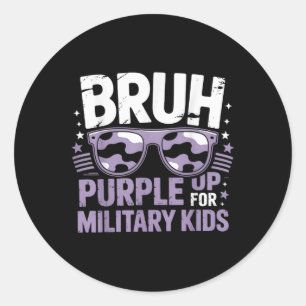 Bruh Paarse voor Kinder militaire kind Mo Ronde Sticker