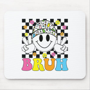 Bruh Paasdag Funny Bunny Eggs Groovy Smile Face Muismat