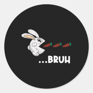 Bruh Paashaas Eet Chocolade Wortels Konijn Ronde Sticker