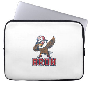 Bruh Patriotische Adelaar Vintage Gravure T-Shirt Laptop Sleeve