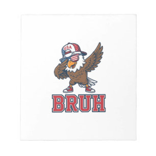 Bruh Patriotische Adelaar Vintage Gravure T-Shirt  Notitieblok