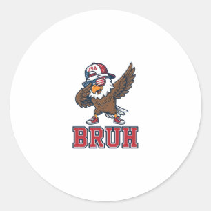 Bruh Patriotische Adelaar Vintage Gravure T-Shirt  Ronde Sticker