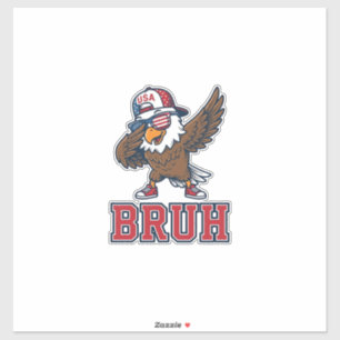 Bruh Patriotische Adelaar Vintage Gravure T-Shirt  Sticker
