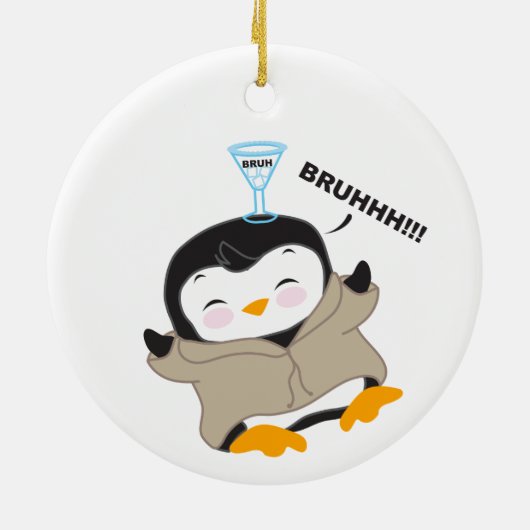 Bruh Penguin - Tipsy Keramisch Ornament (Achterkant)